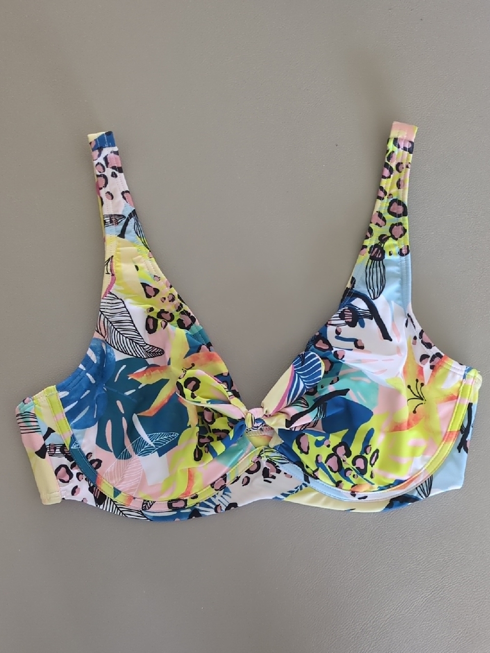 VENUS Tropical Multicolor Underwire Bikini Top - Blue, Yellow, Pink, Green